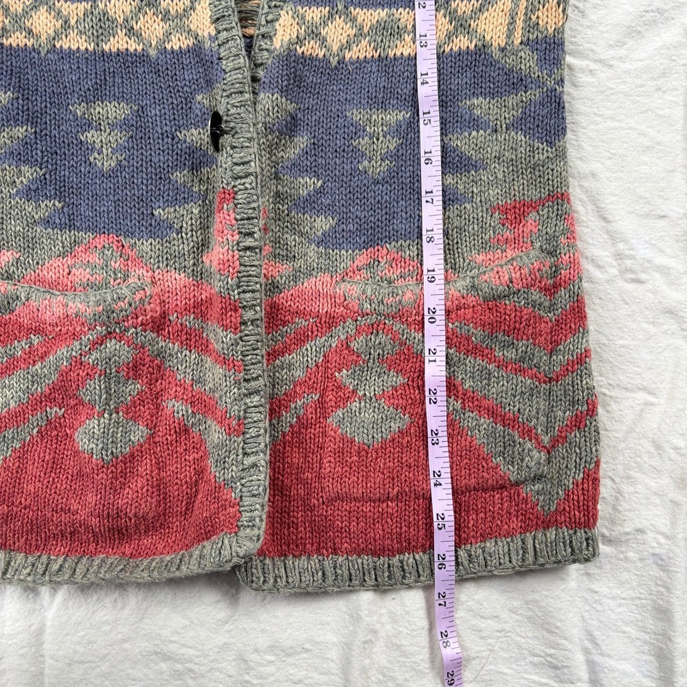 Vintage Lauren Ralph Lauren Southwestern Hand Knit Cardigan Red Blue M *READ* - Picture 6 of 8